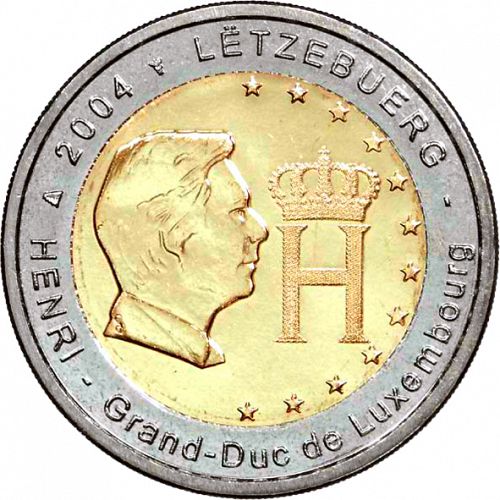 2 € Obverse Image minted in LUXEMBOURG in 2004 (Effigy and monogram of Grand-Duke Henri.)  - The Coin Database