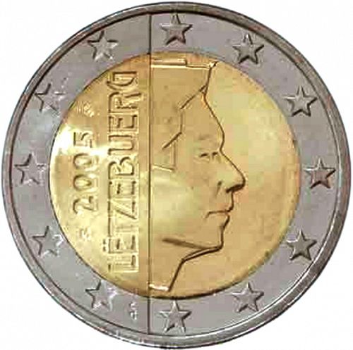 2 € Obverse Image minted in LUXEMBOURG in 2005 (GRAND DUKE HENRI)  - The Coin Database