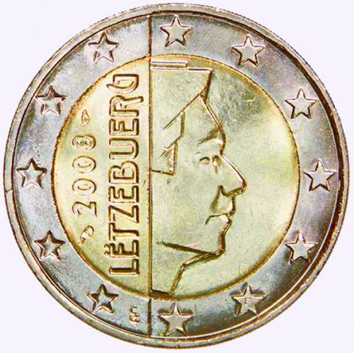 2 € Obverse Image minted in LUXEMBOURG in 2008 (GRAND DUKE HENRI - New Reverse)  - The Coin Database