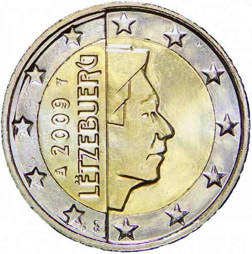 2 € Obverse Image minted in LUXEMBOURG in 2009 (GRAND DUKE HENRI - New Reverse)  - The Coin Database