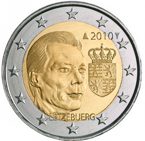 2 € Obverse Image minted in LUXEMBOURG in 2010 (The coat of arms of Grand-Duke Henri)  - The Coin Database