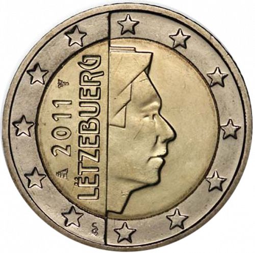 2 € Obverse Image minted in LUXEMBOURG in 2011 (GRAND DUKE HENRI - New Reverse)  - The Coin Database