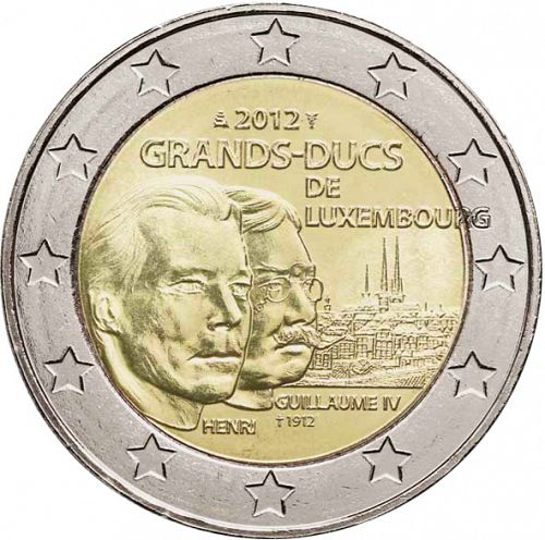 2 € Obverse Image minted in LUXEMBOURG in 2012 (100th anniversary of Death of William IV, Grand Duke of Luxembourg)  - The Coin Database