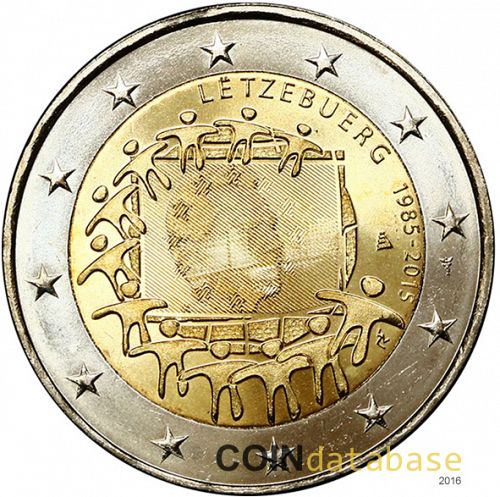 2 € Obverse Image minted in LUXEMBOURG in 2015 (30th anniversary of the European flag)  - The Coin Database
