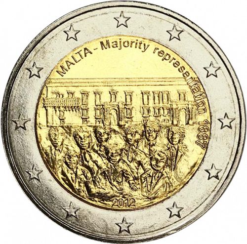 2 € Obverse Image minted in MALTA in 2012 (1887 Majority Representation - The constitutional history series)  - The Coin Database