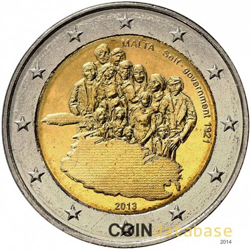2 € Obverse Image minted in MALTA in 2013 (Establishment of Self-Government in 1921)  - The Coin Database