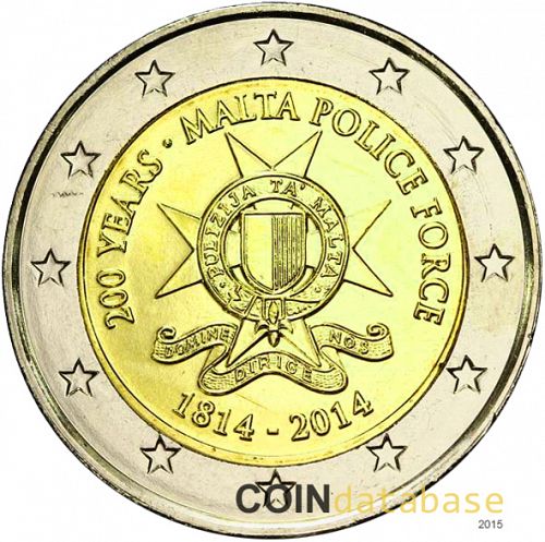 2 € Obverse Image minted in MALTA in 2014 (200th anniversary of Malta Police Force)  - The Coin Database