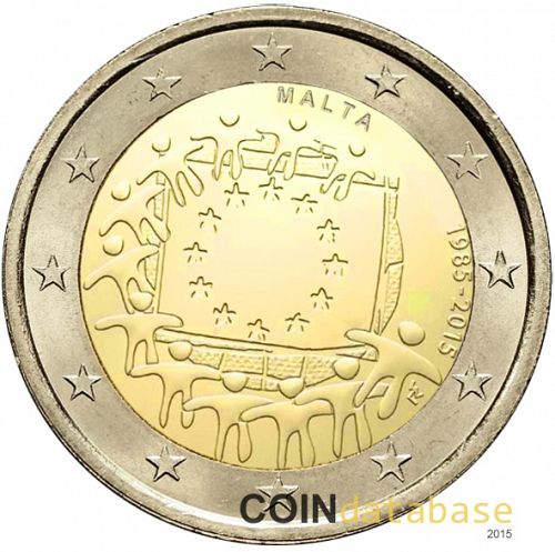 2 € Obverse Image minted in MALTA in 2015 (30th anniversary of the European flag)  - The Coin Database