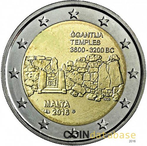 2 € Obverse Image minted in MALTA in 2016 (Ggantija Temples)  - The Coin Database