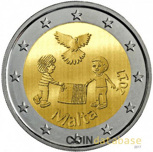 2 € Obverse Image minted in MALTA in 2017 (Peace)  - The Coin Database
