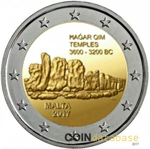 2 € Obverse Image minted in MALTA in 2017 (Hagar Qim Temples)  - The Coin Database