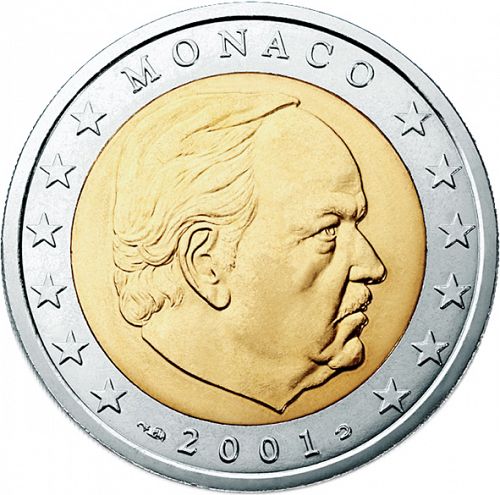 2 € Obverse Image minted in MONACO in 2001 (RAINIER III)  - The Coin Database