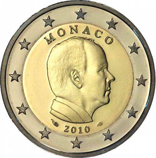 2 € Obverse Image minted in MONACO in 2010 (ALBERT II - New Reverse)  - The Coin Database