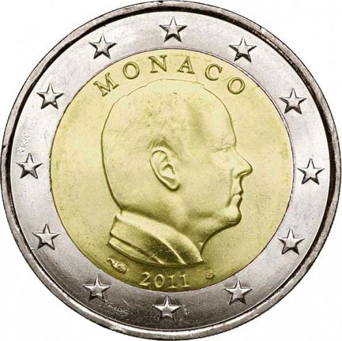 2 € Obverse Image minted in MONACO in 2011 (ALBERT II - New Reverse)  - The Coin Database