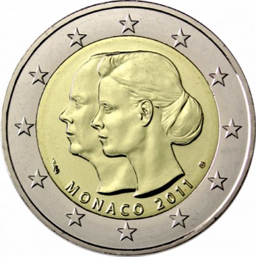 2 € Obverse Image minted in MONACO in 2011 (Wedding of Prince Albert and Charlene)  - The Coin Database