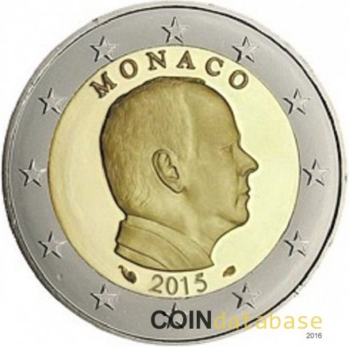2 € Obverse Image minted in MONACO in 2015 (ALBERT II - New Reverse)  - The Coin Database