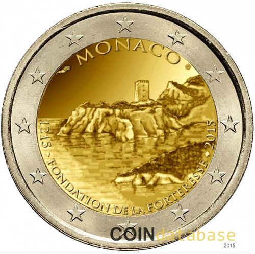 2 € Obverse Image minted in MONACO in 2015 (800th anniversary of Monaco's Fortress)  - The Coin Database