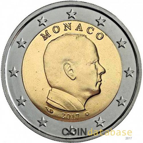 2 € Obverse Image minted in MONACO in 2017 (ALBERT II - New Reverse)  - The Coin Database