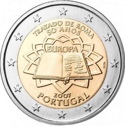 2 € Obverse Image minted in PORTUGAL in 2007 (50th anniversary of the Treaty of Rome)  - The Coin Database