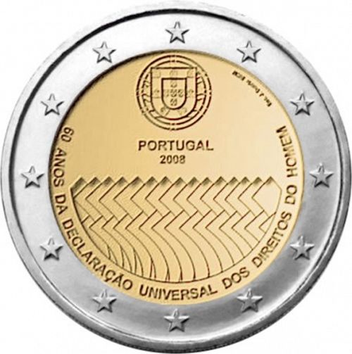 2 € Obverse Image minted in PORTUGAL in 2008 (60th Anniversary of the Universal Declaration of Human Rights)  - The Coin Database