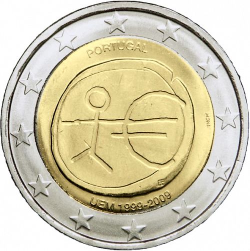 2 € Obverse Image minted in PORTUGAL in 2009 (10th Anniversary of Economic and Monetary Union)  - The Coin Database