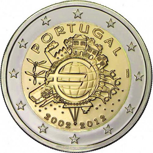 2 € Obverse Image minted in PORTUGAL in 2012 (10th anniversary of euro banknotes and coins)  - The Coin Database
