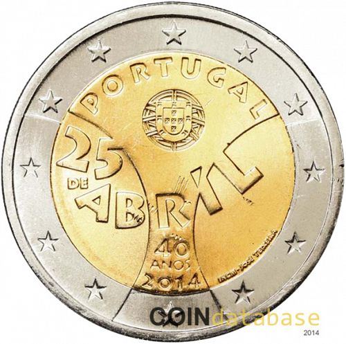2 € Obverse Image minted in PORTUGAL in 2014 (40th Anniversary of the Carnation Revolution)  - The Coin Database