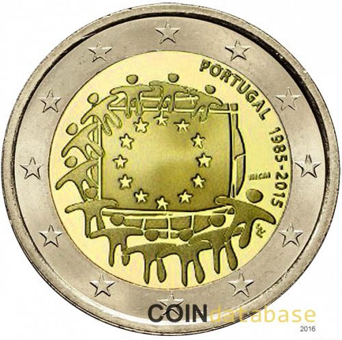 2 € Obverse Image minted in PORTUGAL in 2015 (30th anniversary of the European flag)  - The Coin Database