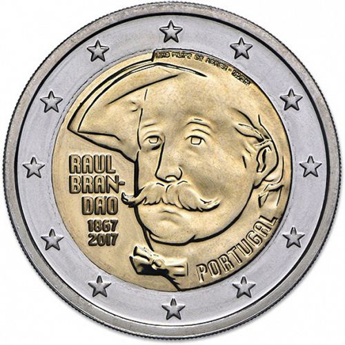 2 € Obverse Image minted in PORTUGAL in 2017 (150th anniversary of the Birth of Raúl Brandão)  - The Coin Database