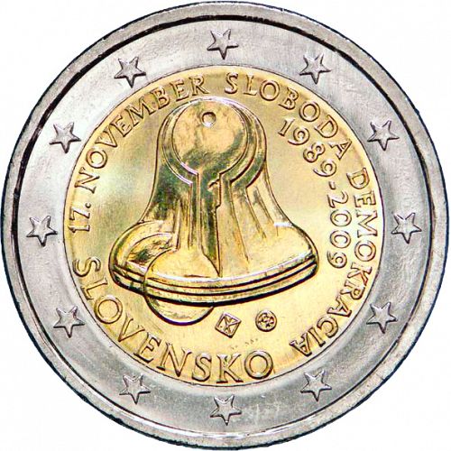 2 € Obverse Image minted in SLOVAKIA in 2009 (20th anniversary of 17 November 1989)  - The Coin Database