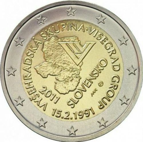 2 € Obverse Image minted in SLOVAKIA in 2011 (20th Anniversary of the Visegrad cooperation)  - The Coin Database