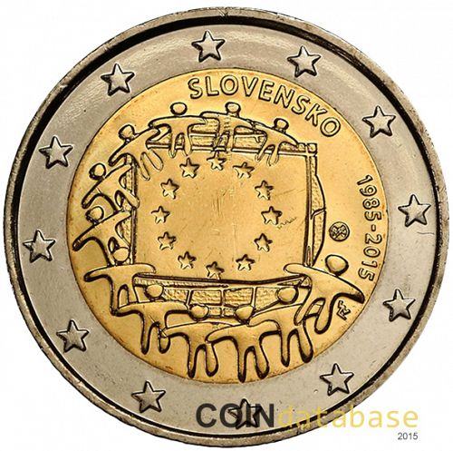 2 € Obverse Image minted in SLOVAKIA in 2015 (30th anniversary of the European flag)  - The Coin Database