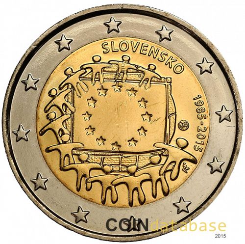 2 € Obverse Image minted in SLOVAKIA in 2015 (30th anniversary of the European flag)  - The Coin Database