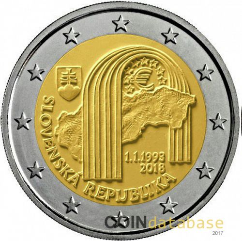 2 € Obverse Image minted in SLOVAKIA in 2018 (25th anniversary of the Slovak Republic)  - The Coin Database