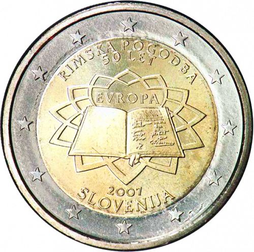 2 € Obverse Image minted in SLOVENIA in 2007 (50th anniversary of the Treaty of Rome)  - The Coin Database