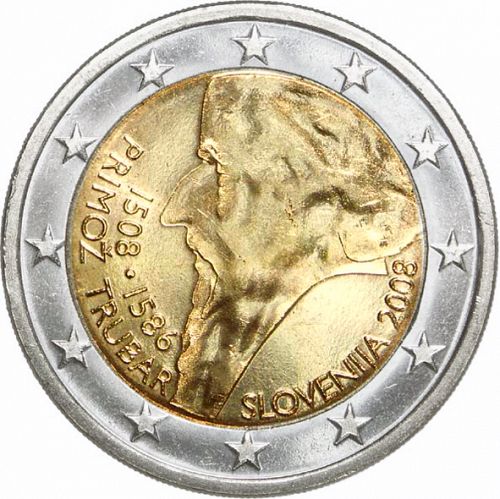 2 € Obverse Image minted in SLOVENIA in 2008 (500th Birthday of Primož Trubar)  - The Coin Database