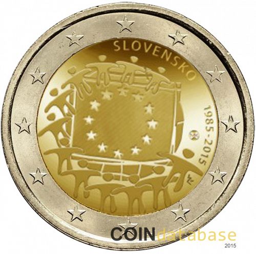 2 € Obverse Image minted in SLOVENIA in 2015 (30th anniversary of the European flag)  - The Coin Database