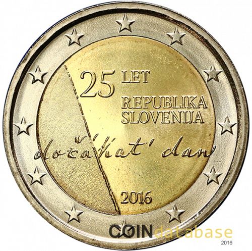 2 € Obverse Image minted in SLOVENIA in 2016 (25th anniversary of Slovenian Independence)  - The Coin Database