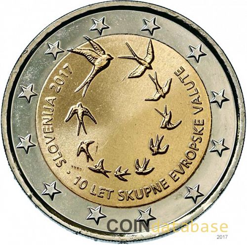 2 € Obverse Image minted in SLOVENIA in 2017 (10th anniversary of the Euro in Slovenia)  - The Coin Database