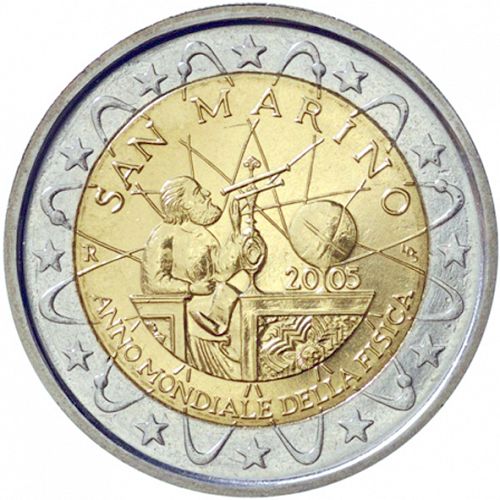 2 € Obverse Image minted in SAN MARINO in 2005 (World Year of Physics 2005)  - The Coin Database