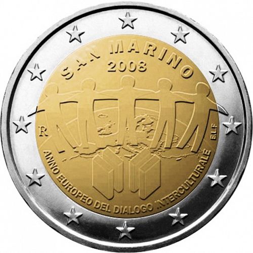 2 € Obverse Image minted in SAN MARINO in 2008 (European Year of Intercultural Dialogue)  - The Coin Database