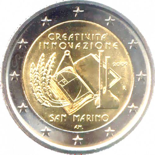 2 € Obverse Image minted in SAN MARINO in 2009 (European Year of Creativity and Innovation)  - The Coin Database