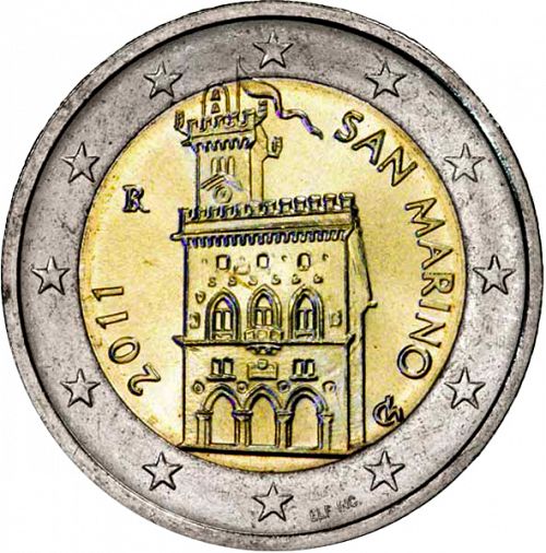 2 € Obverse Image minted in SAN MARINO in 2011 (1st Series - New Reverse)  - The Coin Database