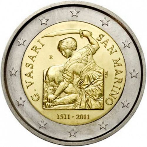 2 € Obverse Image minted in SAN MARINO in 2011 (500th anniversary of Giorgio Vasari's birth.)  - The Coin Database