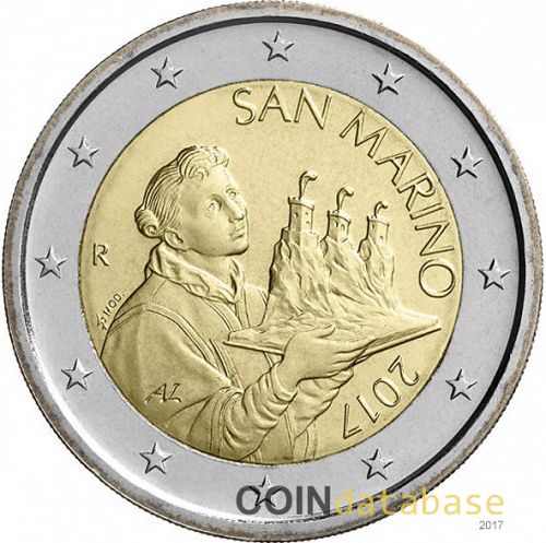 2 € Obverse Image minted in SAN MARINO in 2017 (2nd Series - New Reverse)  - The Coin Database