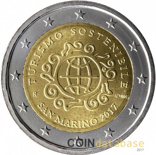2 € Obverse Image minted in SAN MARINO in 2017 (International Year of Sustainable Tourism for Development)  - The Coin Database