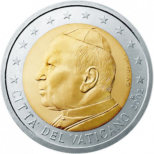 2 € Obverse Image minted in VATICAN in 2002 (JOHN PAUL II)  - The Coin Database