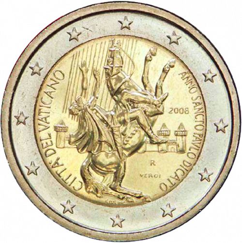 2 € Obverse Image minted in VATICAN in 2008 (Year of St. Paul)  - The Coin Database