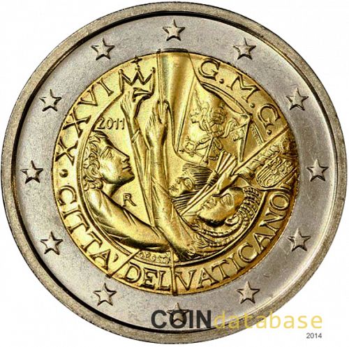 2 € Obverse Image minted in VATICAN in 2011 (World Youth Day (Madrid))  - The Coin Database