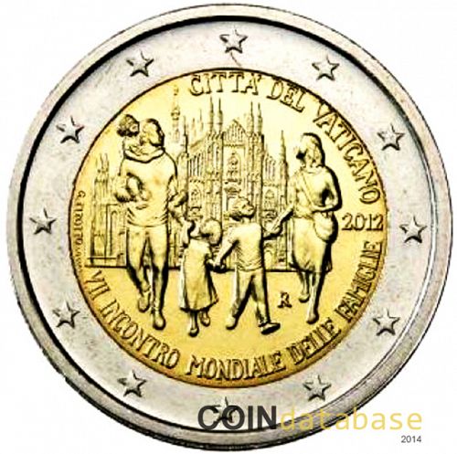 2 € Obverse Image minted in VATICAN in 2012 (7th World Meeting of Families)  - The Coin Database